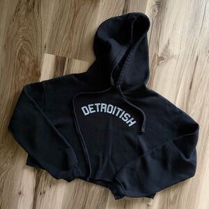 Detroitish Black Cropped Hoodie